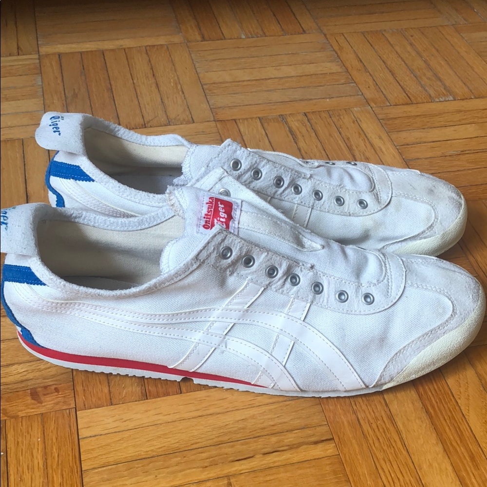 Onitsuka Tiger by Asics White and Blue Sneakers Retro-Inspired Design